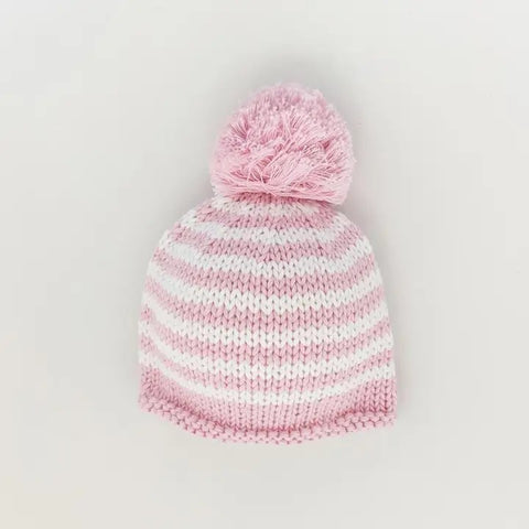 Newborn Pink Pom Pom Beanie Hat