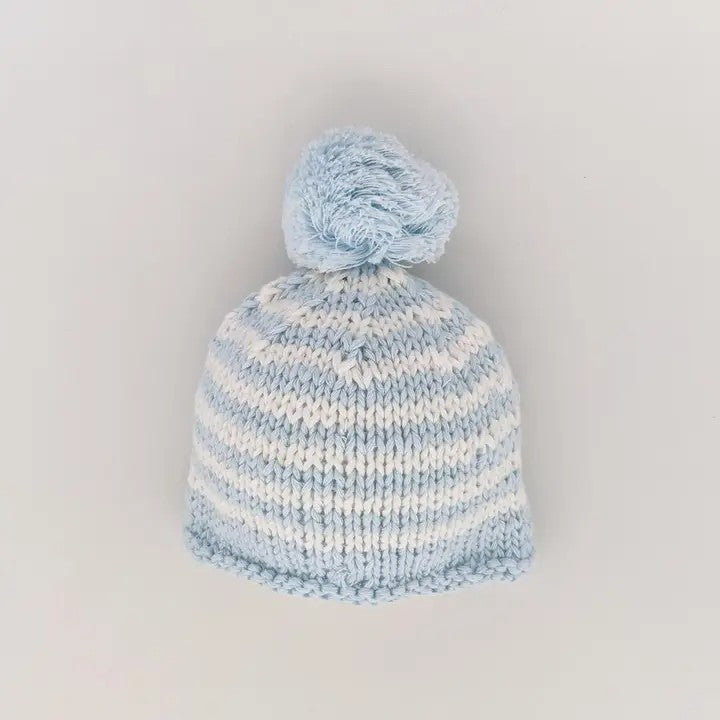 Newborn Blue Pom Pom Beanie Hat Infant