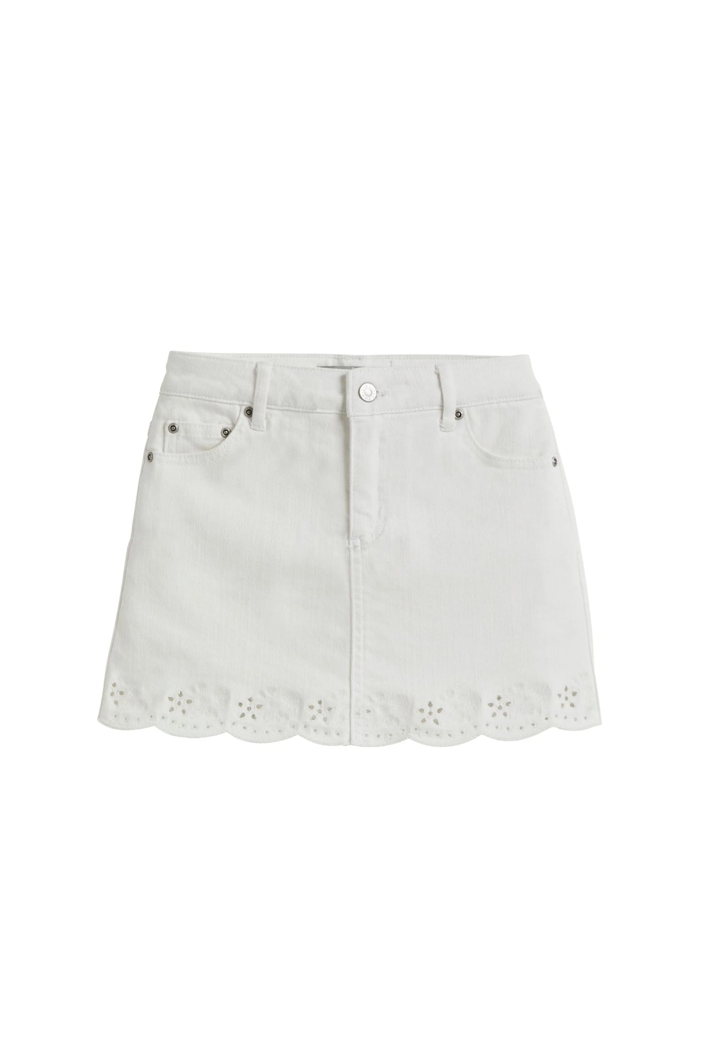 White Eyelet Hem Skort