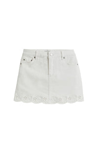 White Eyelet Hem Skort