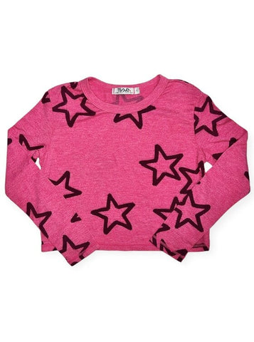 TEE-W/THUMBHOLE-STAR-FUSHIA